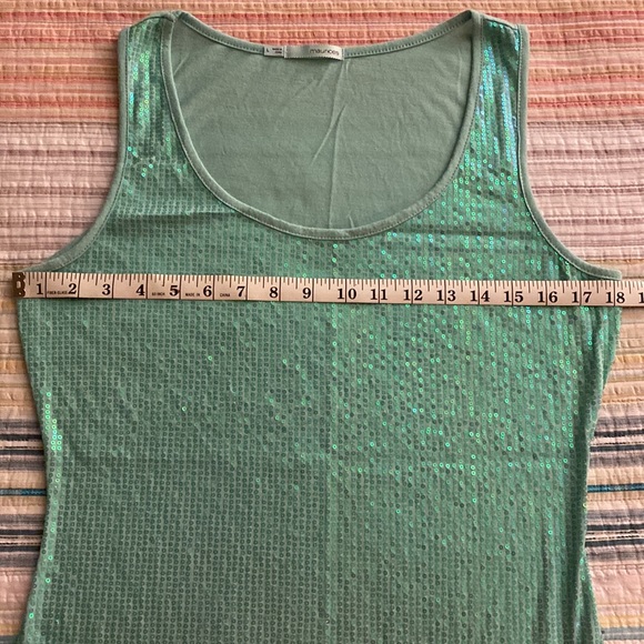 Sparkly mint green tank in a soft knit. Sequined front size large. - Picture 5 of 5